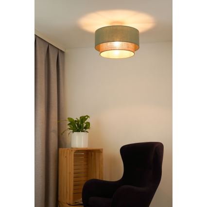 Duolla - Kiinteä kattokruunu  BOHO 1xE27/15W/230V halkaisija 45 cm vihreä/ruskea