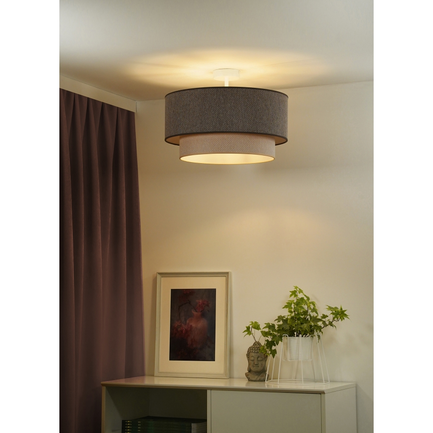 Duolla - Kiinteä kattokruunu BOHO ECO RECYCLING 1xE27/15W/230V halkaisija 45 cm ruskea/kerma