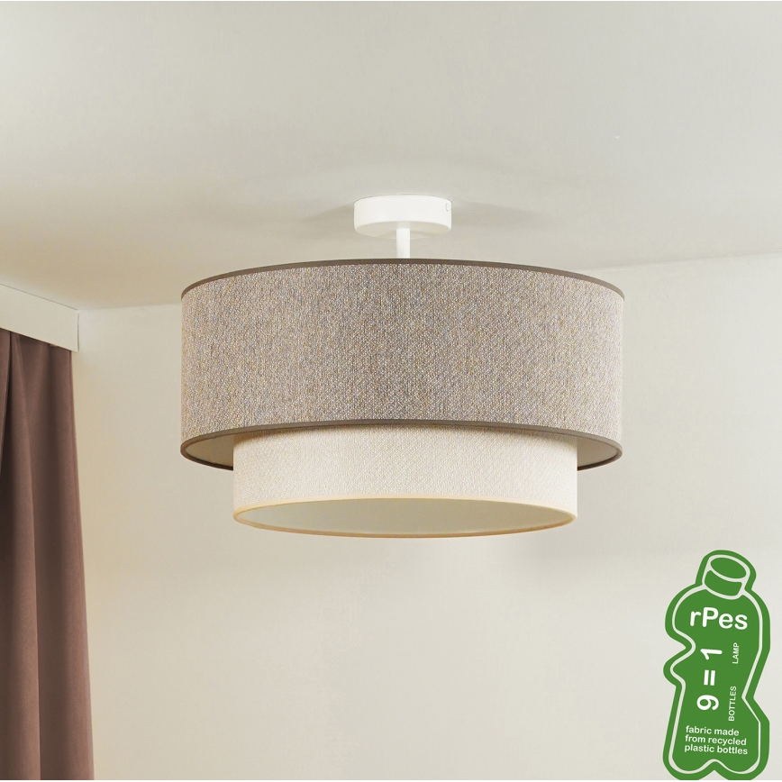 Duolla - Kiinteä kattokruunu BOHO ECO RECYCLING 1xE27/15W/230V halkaisija 45 cm ruskea/kerma