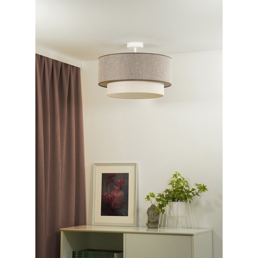 Duolla - Kiinteä kattokruunu BOHO ECO RECYCLING 1xE27/15W/230V halkaisija 45 cm ruskea/kerma