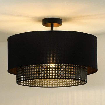 Duolla - Kiinteä kattokruunu BOHO RATTAN 1xE27/15W/230V halkaisija 45 cm musta
