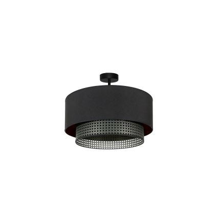 Duolla - Kiinteä kattokruunu BOHO RATTAN 1xE27/15W/230V halkaisija 45 cm musta