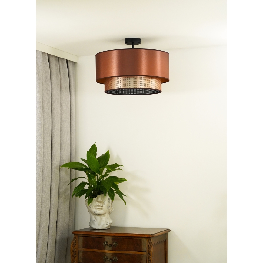 Duolla - Kiinteä kattokruunu COPPER SHINY 1xE27/15W/230V halkaisija 45 cm kupari