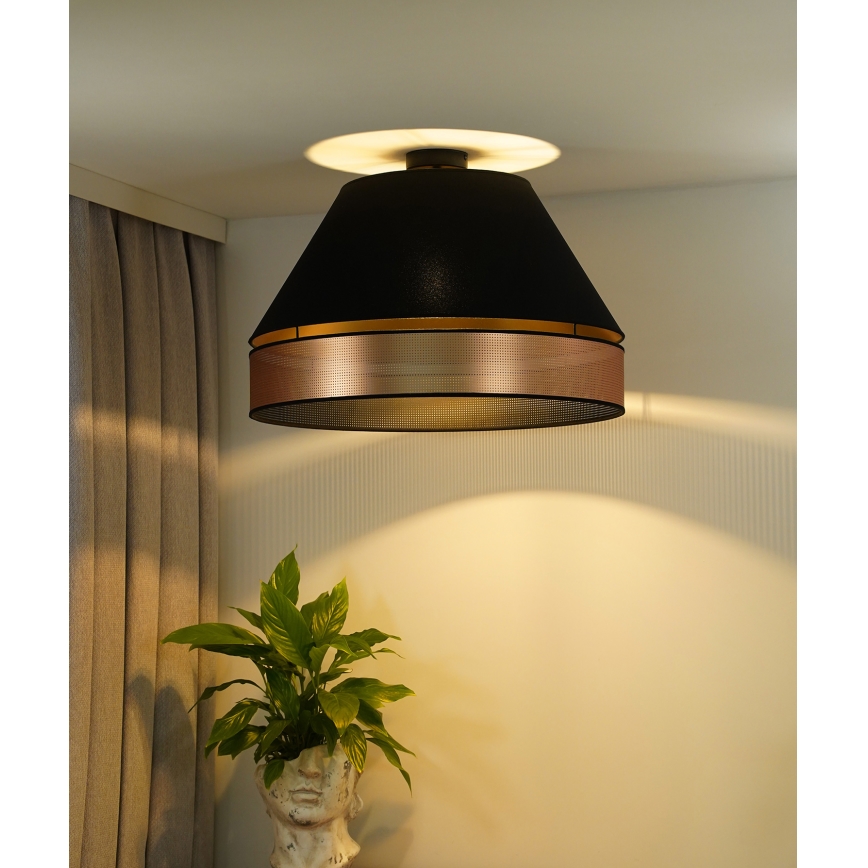 Duolla - Kiinteä kattokruunu COPPER SHINY 1xE27/15W/230V halkaisija 60 cm musta/kupari