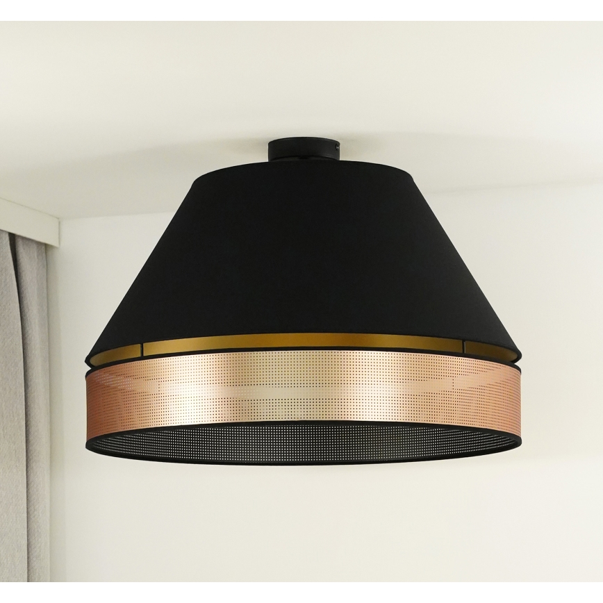 Duolla - Kiinteä kattokruunu COPPER SHINY 1xE27/15W/230V halkaisija 60 cm musta/kupari