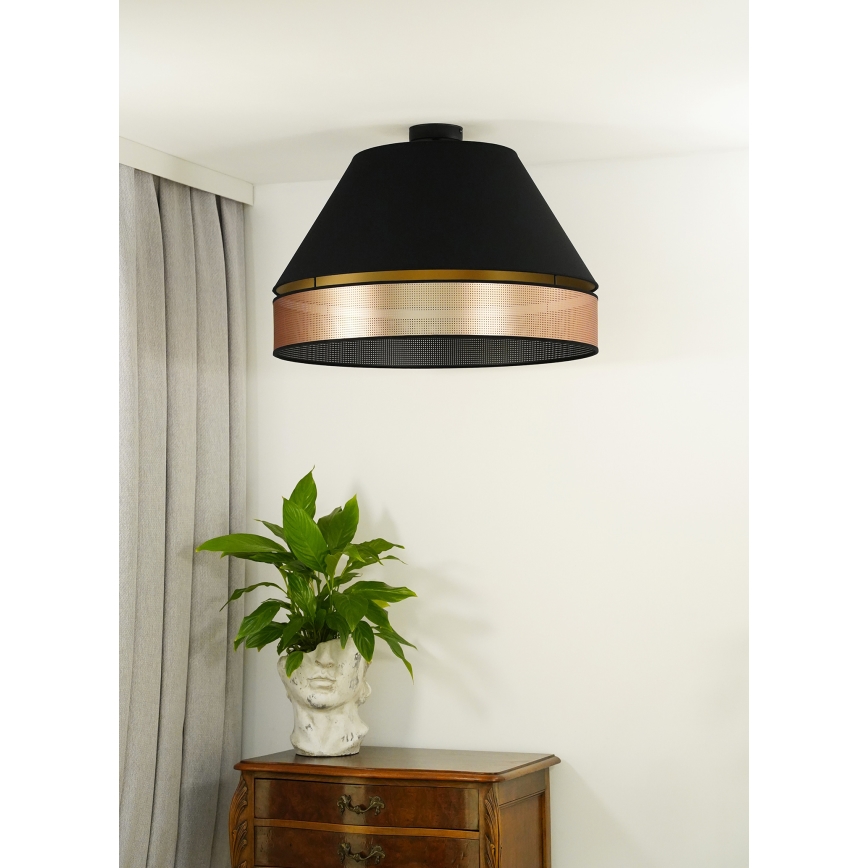 Duolla - Kiinteä kattokruunu COPPER SHINY 1xE27/15W/230V halkaisija 60 cm musta/kupari