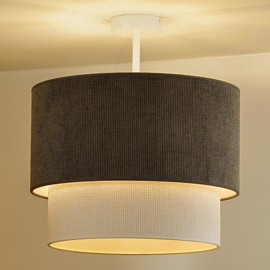Duolla - Kiinteä kattokruunu CORDUROY 1xE27/15W/230V halkaisija 40 cm ruskea/kerma