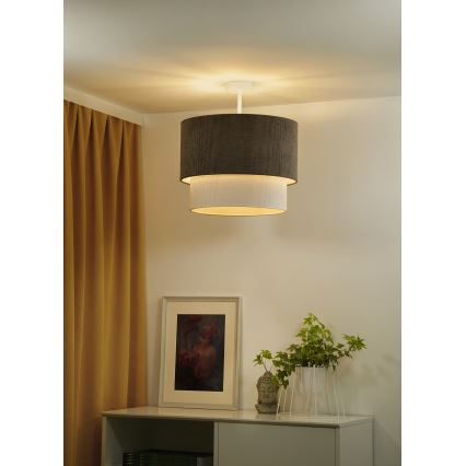 Duolla - Kiinteä kattokruunu CORDUROY 1xE27/15W/230V halkaisija 40 cm ruskea/kerma