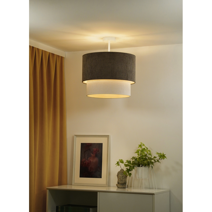 Duolla - Kiinteä kattokruunu CORDUROY 1xE27/15W/230V halkaisija 40 cm ruskea/kerma