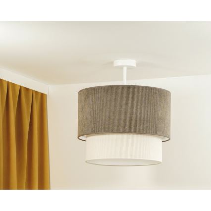 Duolla - Kiinteä kattokruunu CORDUROY 1xE27/15W/230V halkaisija 40 cm ruskea/kerma