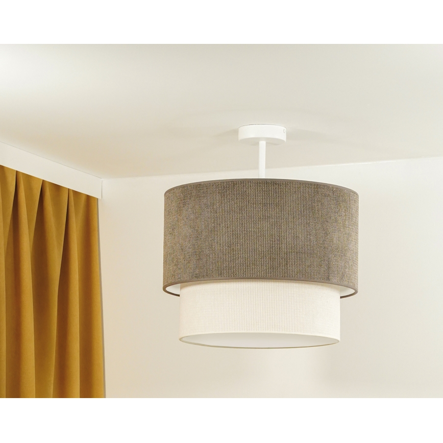 Duolla - Kiinteä kattokruunu CORDUROY 1xE27/15W/230V halkaisija 40 cm ruskea/kerma
