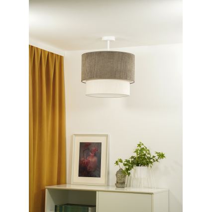 Duolla - Kiinteä kattokruunu CORDUROY 1xE27/15W/230V halkaisija 40 cm ruskea/kerma