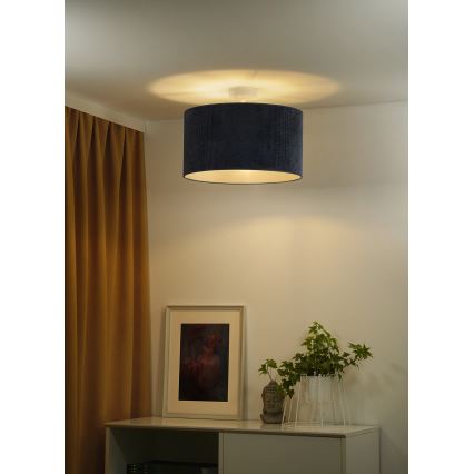 Duolla - Kiinteä kattokruunu CORDUROY 1xE27/15W/230V halkaisija 40 cm tummansininen