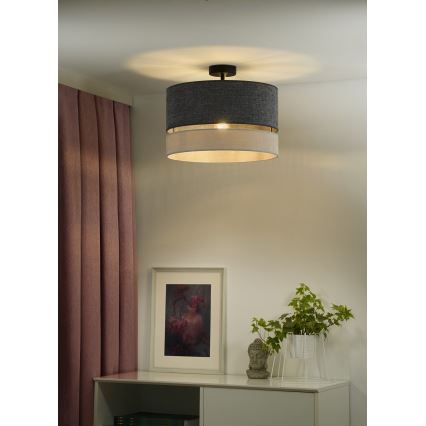 Duolla - Kiinteä kattokruunu DOUBLE 1xE27/15W/230V halkaisija 40 cm harmaa
