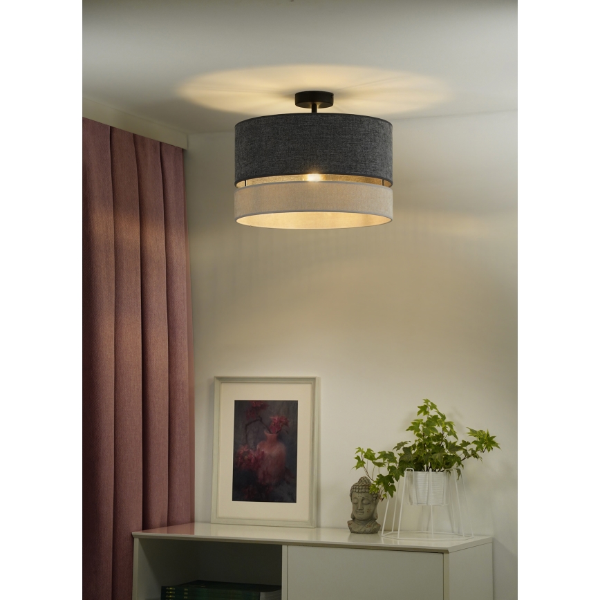 Duolla - Kiinteä kattokruunu DOUBLE 1xE27/15W/230V halkaisija 40 cm harmaa
