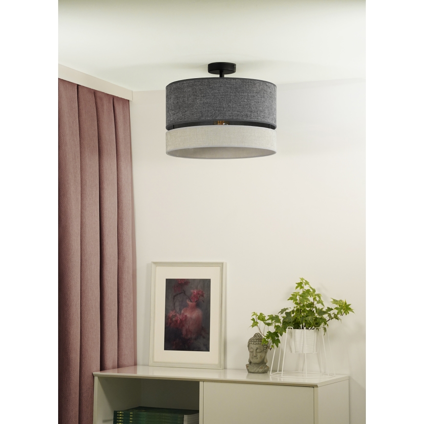 Duolla - Kiinteä kattokruunu DOUBLE 1xE27/15W/230V halkaisija 40 cm harmaa