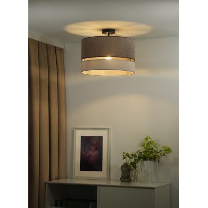 Duolla - Kiinteä kattokruunu DOUBLE 1xE27/15W/230V halkaisija 40 cm ruskea/harmaa