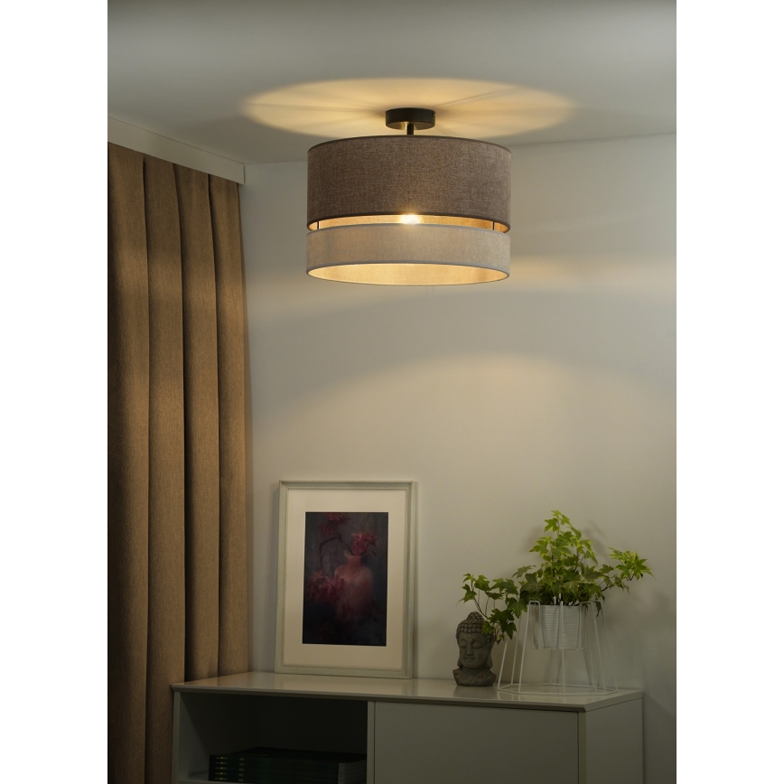 Duolla - Kiinteä kattokruunu DOUBLE 1xE27/15W/230V halkaisija 40 cm ruskea/harmaa