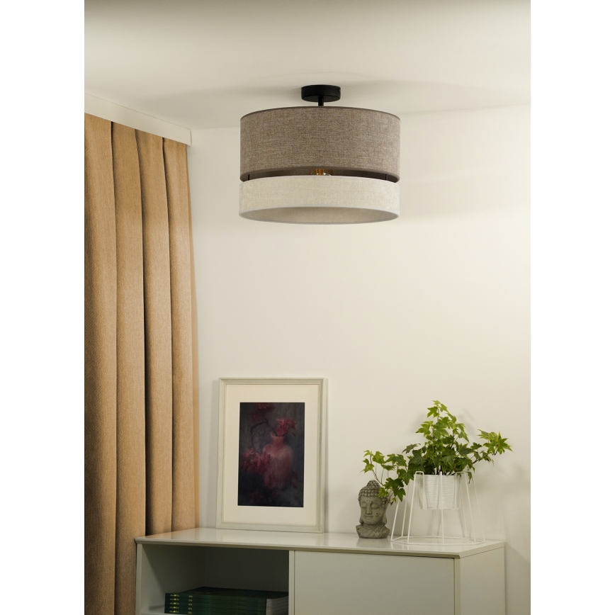 Duolla - Kiinteä kattokruunu DOUBLE 1xE27/15W/230V halkaisija 40 cm ruskea/harmaa