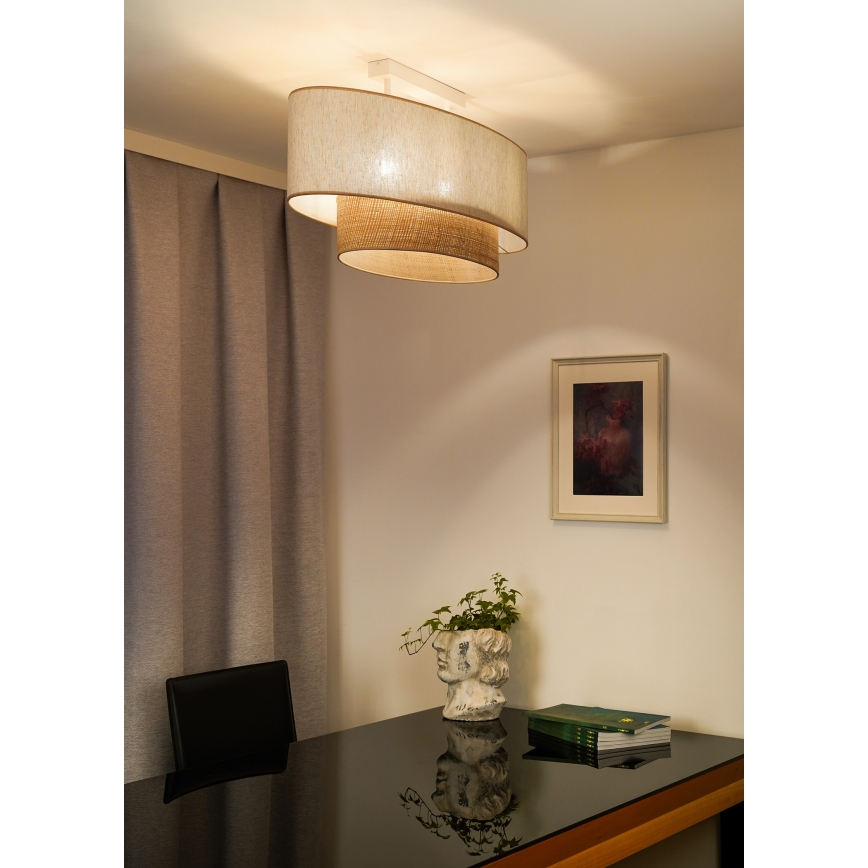 Duolla - Kiinteä kattokruunu DOUBLE OVAL NATURE 2xE27/15W/230V kerma/beige