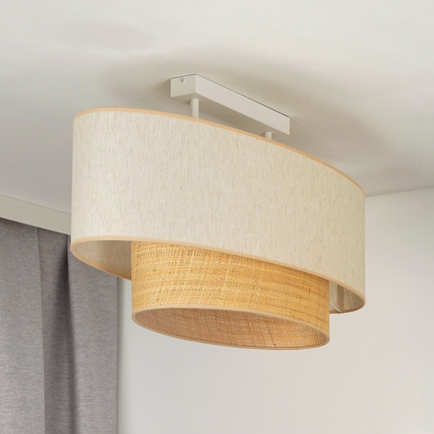 Duolla - Kiinteä kattokruunu DOUBLE OVAL NATURE 2xE27/15W/230V kerma/beige