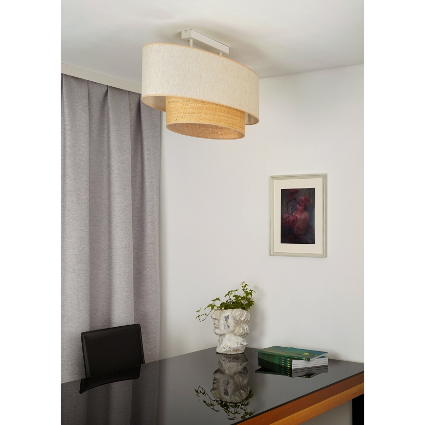 Duolla - Kiinteä kattokruunu DOUBLE OVAL NATURE 2xE27/15W/230V kerma/beige