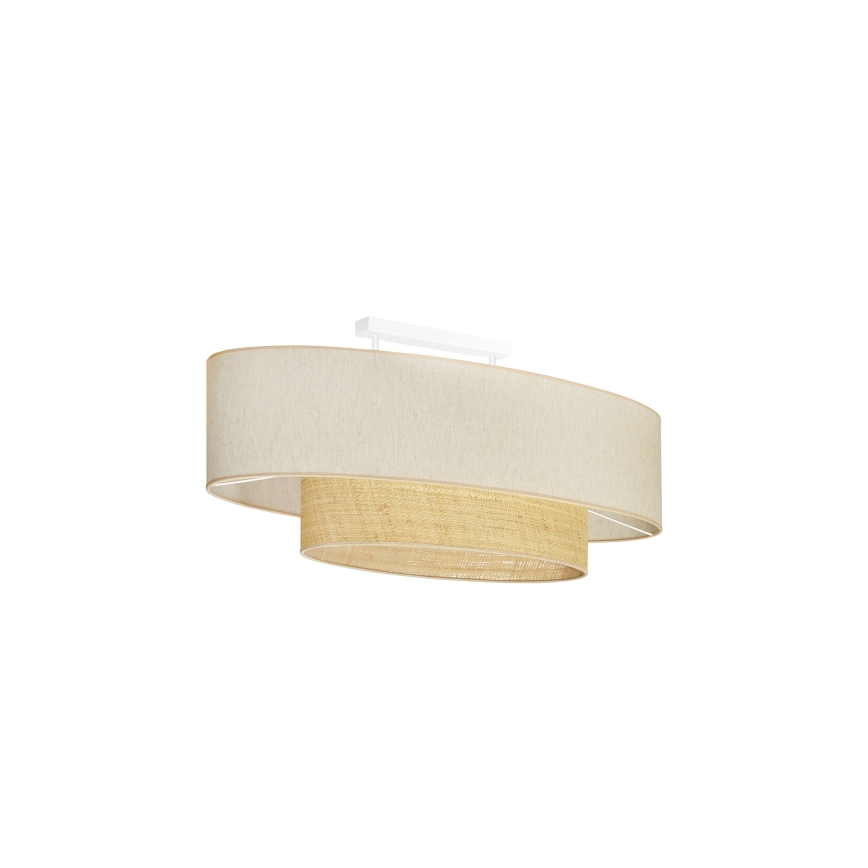 Duolla - Kiinteä kattokruunu DOUBLE OVAL NATURE 2xE27/15W/230V kerma/beige