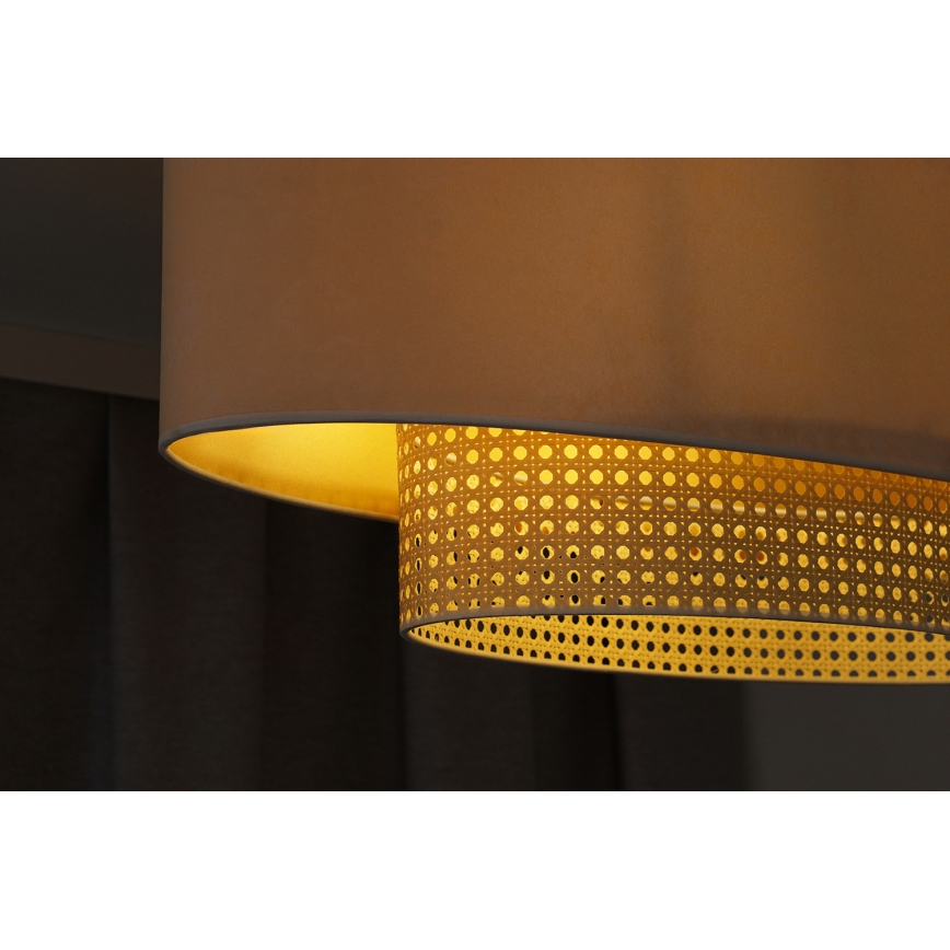 Duolla - Kiinteä kattokruunu DOUBLE OVAL RATTAN 2xE27/15W/230V kerma/rottinki