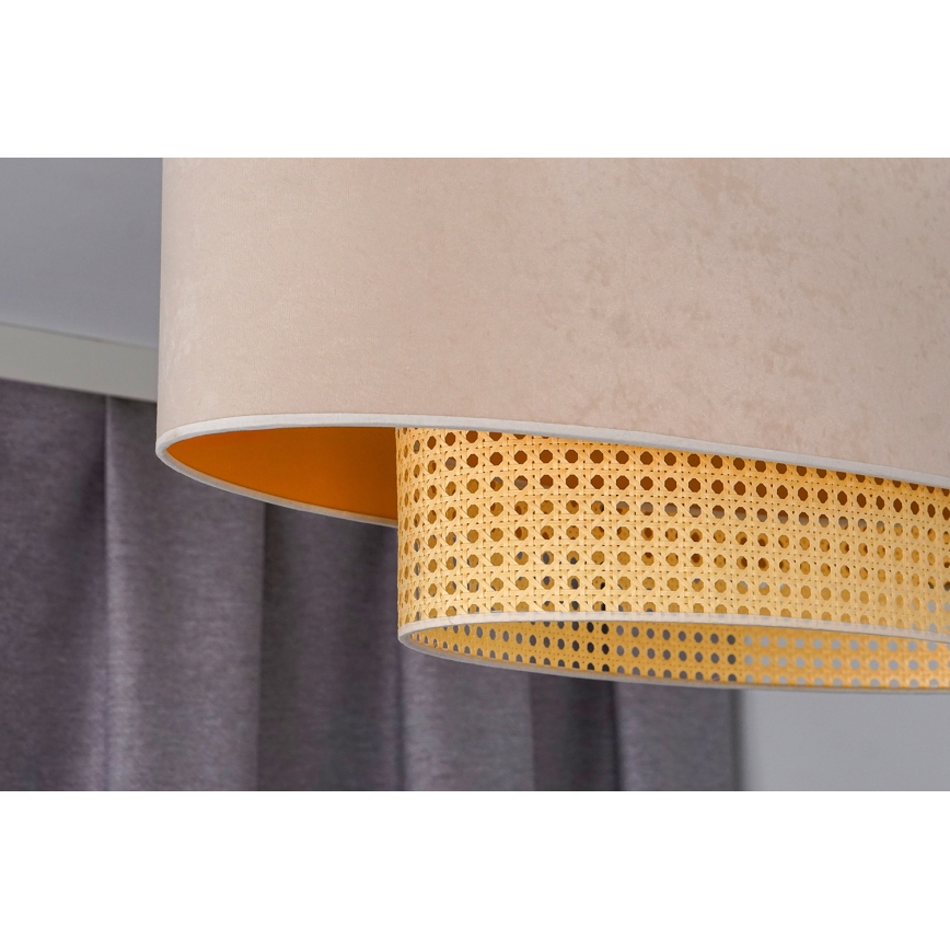 Duolla - Kiinteä kattokruunu DOUBLE OVAL RATTAN 2xE27/15W/230V kerma/rottinki