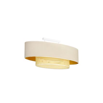 Duolla - Kiinteä kattokruunu DOUBLE OVAL RATTAN 2xE27/15W/230V kerma/rottinki
