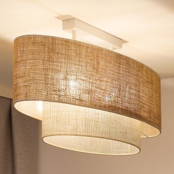 Duolla - Kiinteä kattokruunu DOUBLE OVAL YUTE 2xE27/15W/230V ruskea/kerma