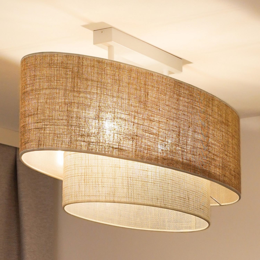 Duolla - Kiinteä kattokruunu DOUBLE OVAL YUTE 2xE27/15W/230V ruskea/kerma