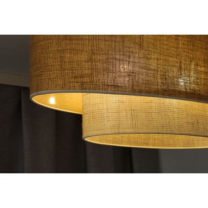 Duolla - Kiinteä kattokruunu DOUBLE OVAL YUTE 2xE27/15W/230V ruskea/kerma