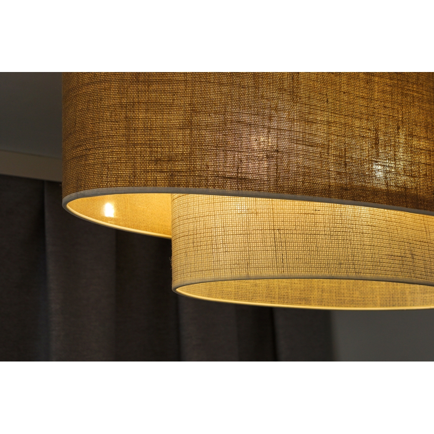 Duolla - Kiinteä kattokruunu DOUBLE OVAL YUTE 2xE27/15W/230V ruskea/kerma