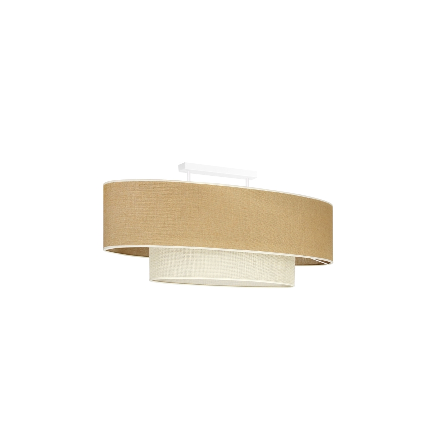 Duolla - Kiinteä kattokruunu DOUBLE OVAL YUTE 2xE27/15W/230V ruskea/kerma