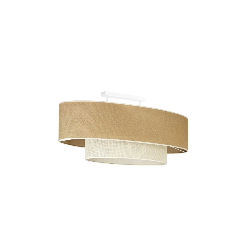 Duolla - Kiinteä kattokruunu DOUBLE OVAL YUTE 2xE27/15W/230V ruskea/kerma