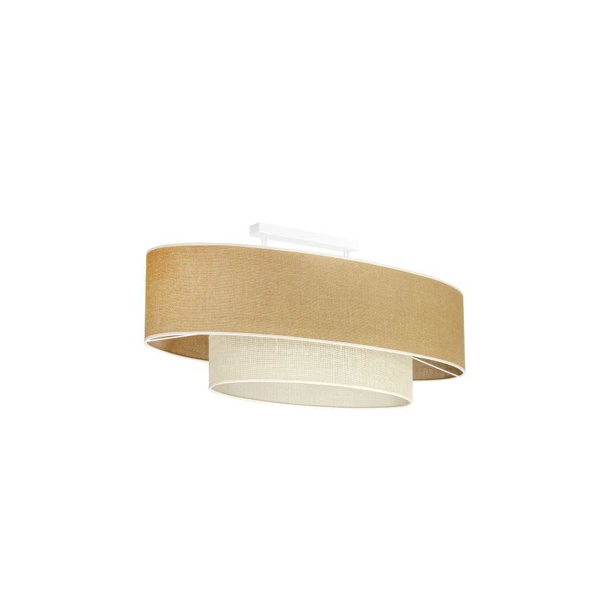 Duolla - Kiinteä kattokruunu DOUBLE OVAL YUTE 2xE27/15W/230V ruskea/kerma