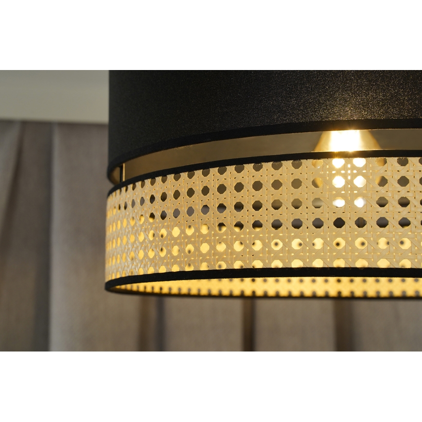 Duolla - Kiinteä kattokruunu DOUBLE RATTAN 1xE27/15W/230V halkaisija 40 cm musta/beige