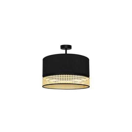 Duolla - Kiinteä kattokruunu DOUBLE RATTAN 1xE27/15W/230V halkaisija 40 cm musta/beige