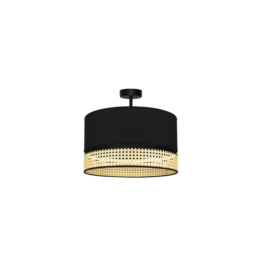 Duolla - Kiinteä kattokruunu DOUBLE RATTAN 1xE27/15W/230V halkaisija 40 cm musta/beige