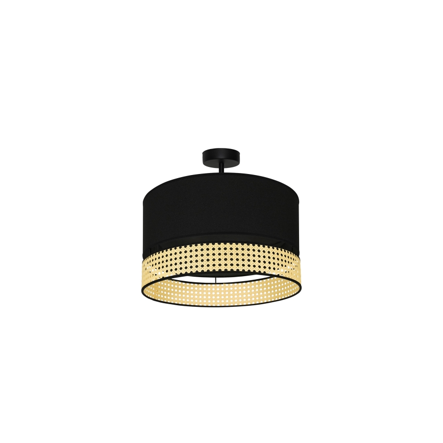 Duolla - Kiinteä kattokruunu DOUBLE RATTAN 1xE27/15W/230V halkaisija 40 cm musta/beige