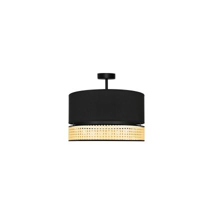 Duolla - Kiinteä kattokruunu DOUBLE RATTAN 1xE27/15W/230V halkaisija 40 cm musta/beige