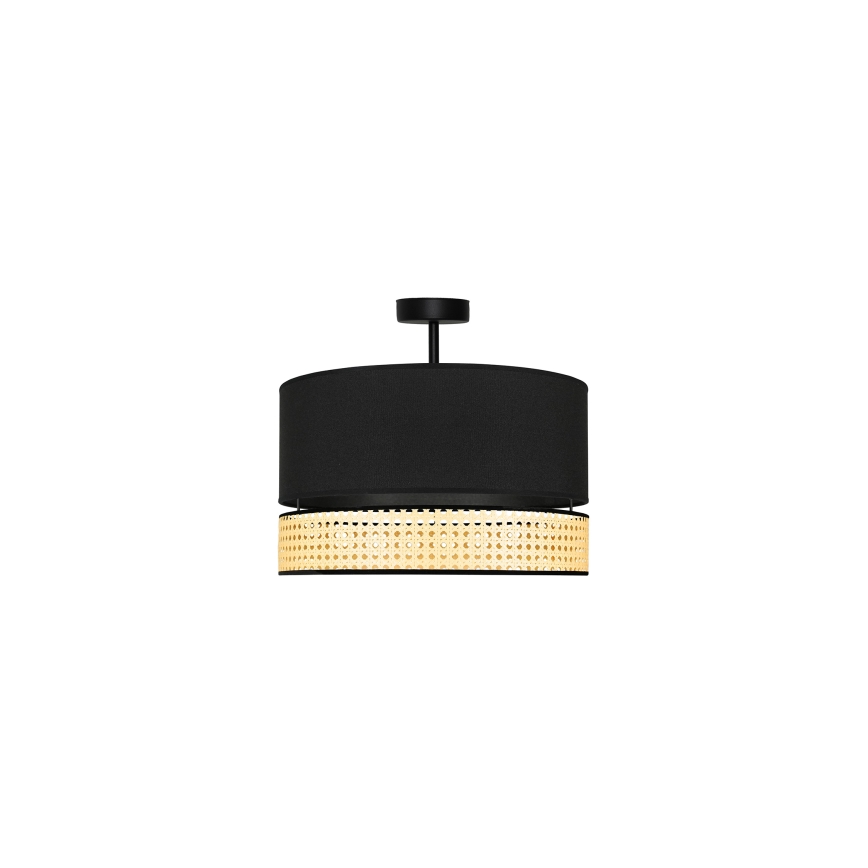 Duolla - Kiinteä kattokruunu DOUBLE RATTAN 1xE27/15W/230V halkaisija 40 cm musta/beige
