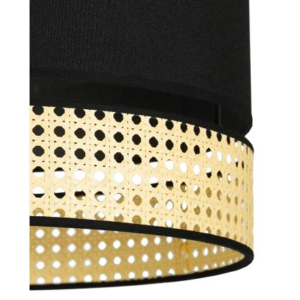 Duolla - Kiinteä kattokruunu DOUBLE RATTAN 1xE27/15W/230V halkaisija 40 cm musta/beige