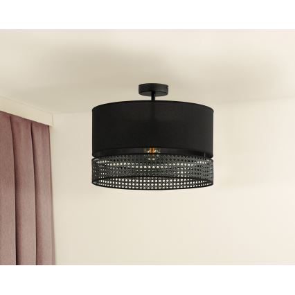Duolla - Kiinteä kattokruunu DOUBLE RATTAN 1xE27/15W/230V halkaisija 40 cm musta