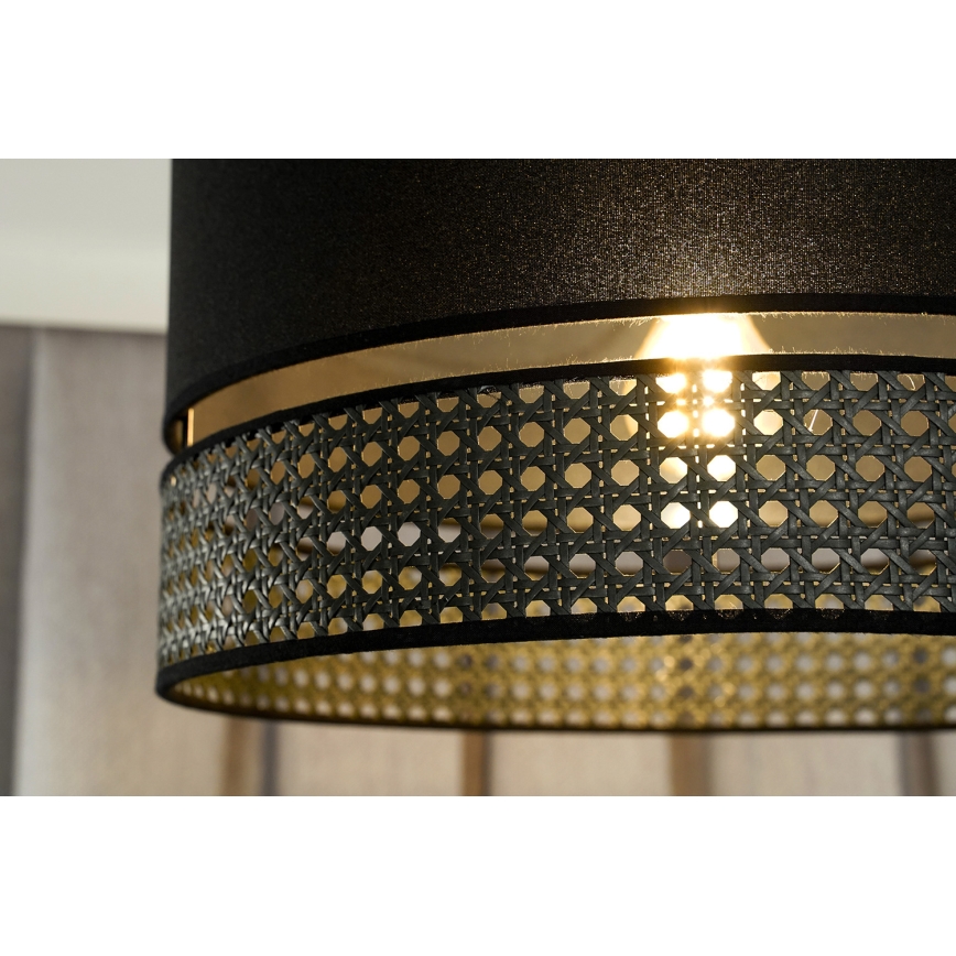 Duolla - Kiinteä kattokruunu DOUBLE RATTAN 1xE27/15W/230V halkaisija 40 cm musta