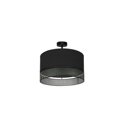 Duolla - Kiinteä kattokruunu DOUBLE RATTAN 1xE27/15W/230V halkaisija 40 cm musta