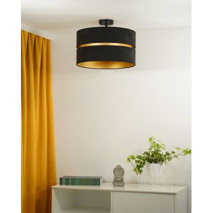 Duolla - Kiinteä kattokruunu DUO 1xE27/15W/230V halkaisija 40 cm musta/kulta