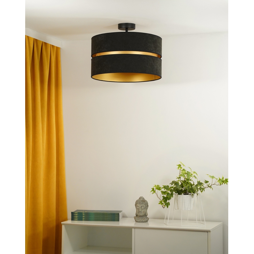 Duolla - Kiinteä kattokruunu DUO 1xE27/15W/230V halkaisija 40 cm musta/kulta
