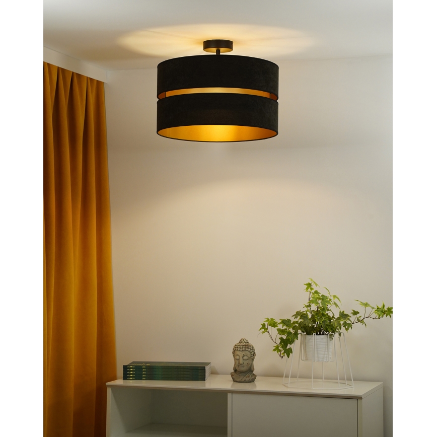 Duolla - Kiinteä kattokruunu DUO 1xE27/15W/230V halkaisija 40 cm musta/kulta